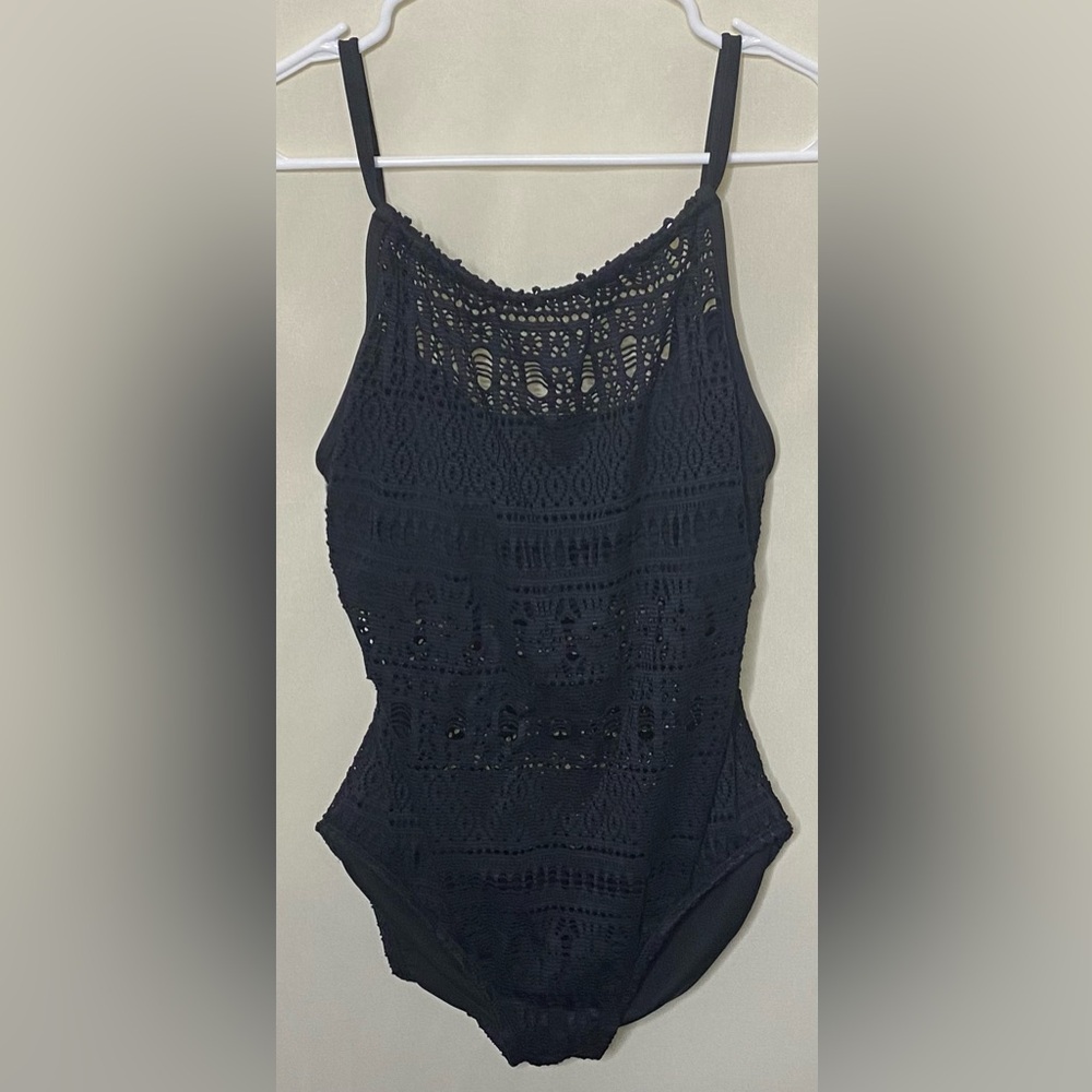 Aqua Green Black Lace Swimsuit